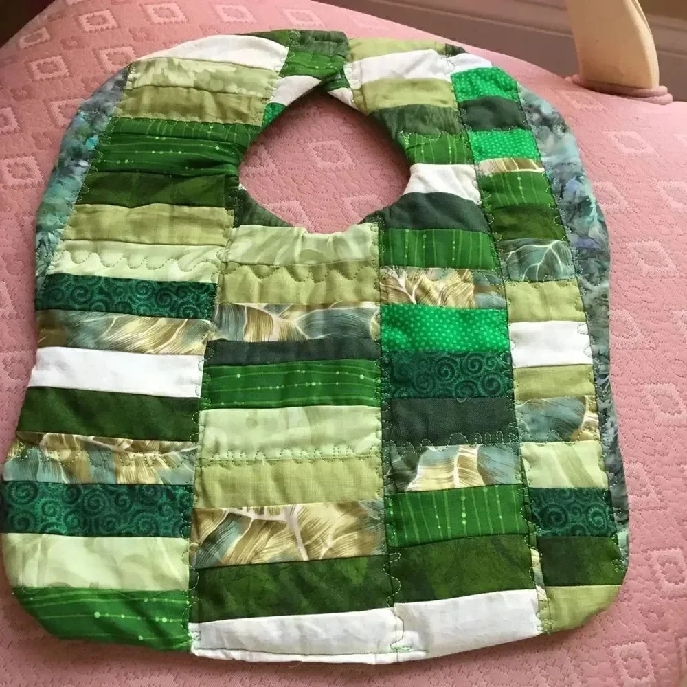 3/$25 or $12 each. NWT Reversible Hand Crafted Baby Bib in Greens